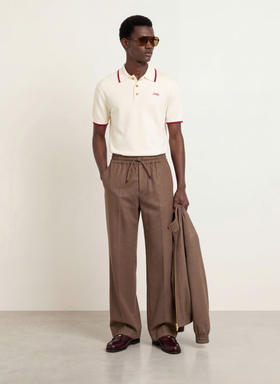 DRÔLE DE MONSIEUR Gebreid poloshirt WIT / DONKERROOD