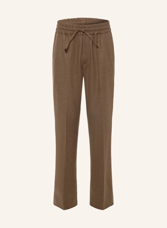 DRÔLE DE MONSIEUR Flanellen broek in joggingstijl, regular fit LICHTBRUIN