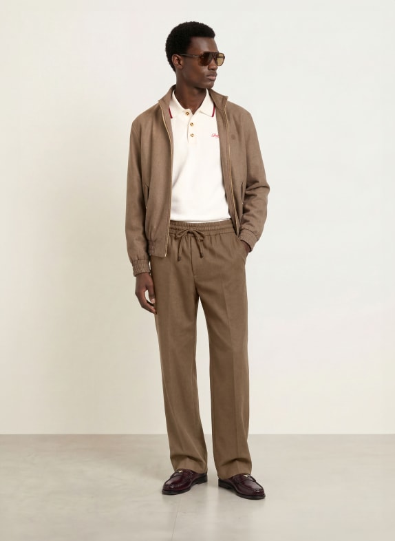 DRÔLE DE MONSIEUR Flanellen broek in joggingstijl, regular fit LICHTBRUIN