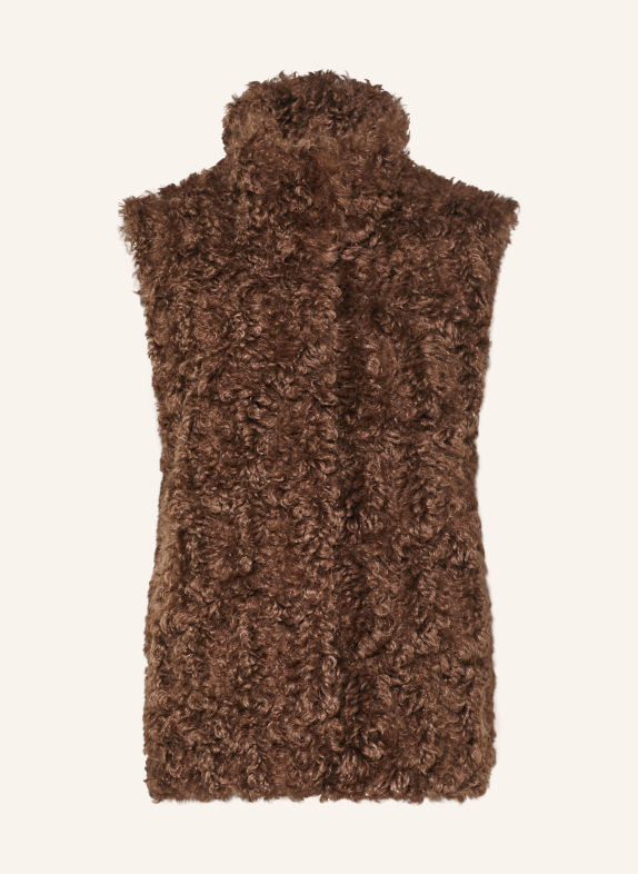 White Label Faux Fur Vest BROWN
