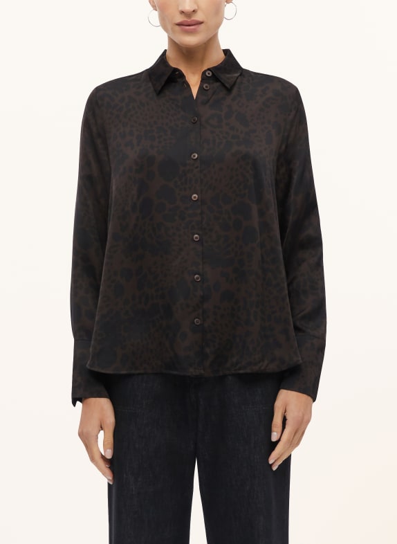 s.Oliver BLACK LABEL Satijnen overhemdblouse MARRON FONCÉ / ZWART