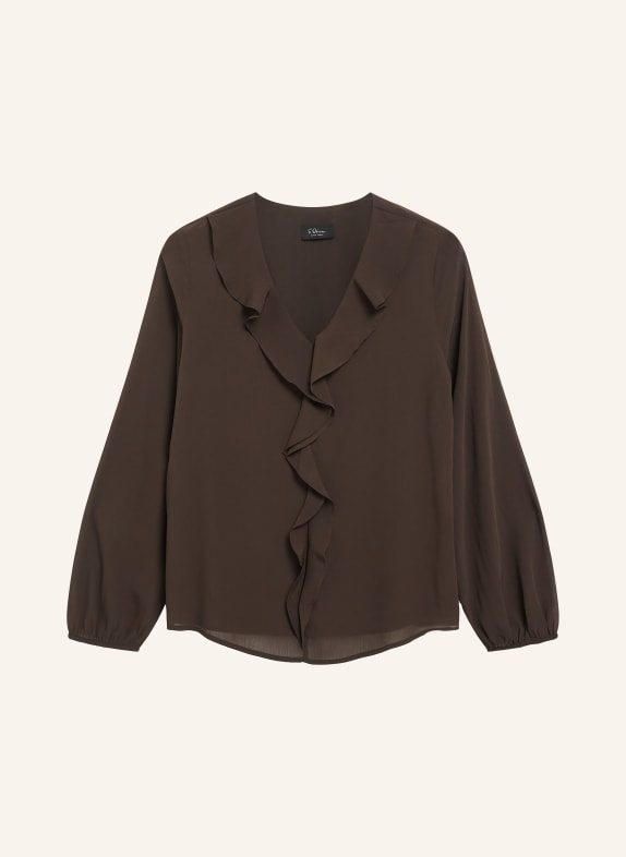 s.Oliver BLACK LABEL Chemisier à volants MARRON FONCÉ