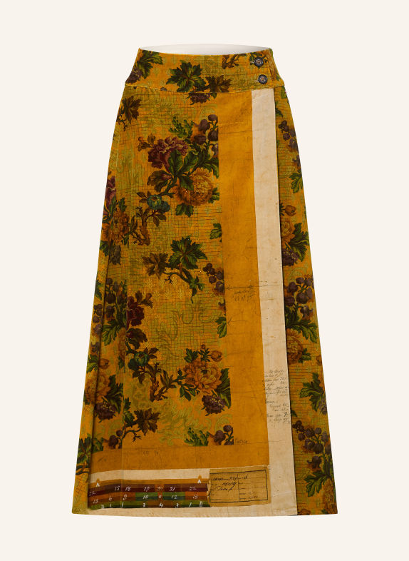 Luis Trenker Jupe portefeuille LUNORMA en velours JAUNE FONCÉ / ORANGE FONCÉ / VERT