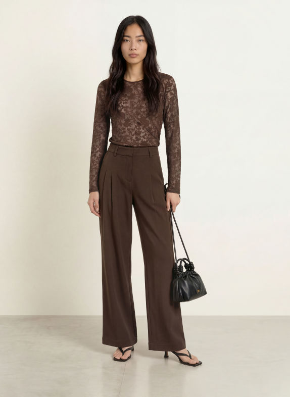 MSCH COPENHAGEN MSCHBRIGETTA Long-sleeve shirt in Jacquard DARK BROWN