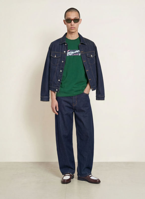 TOMMY JEANS T-shirt DONKERGROEN / ROZE / LICHTBLAUW