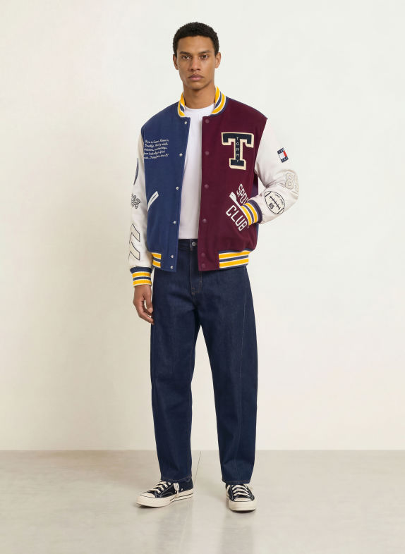 TOMMY JEANS Bluzon din material mixt ROȘU ÎNCHIS / ALBASTRU ÎNCHIS / ALB
