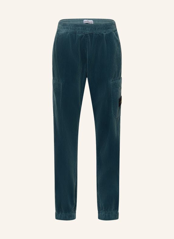 STONE ISLAND JUNIOR Corduroy cargo trousers TEAL