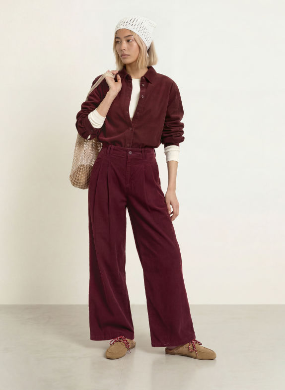 Marc O'Polo DENIM Marlenehose aus Cord DUNKELROT