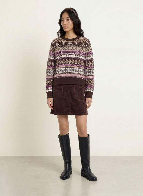 Marc O'Polo DENIM Alpaca Sweater CREAM / DARK BROWN / LIGHT PURPLE
