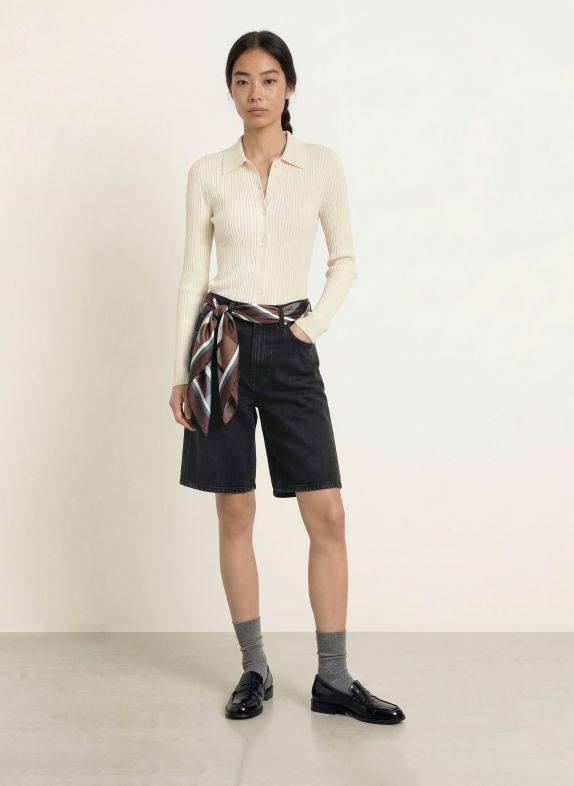 Marc O'Polo DENIM Hemdbluse aus Jersey ECRU