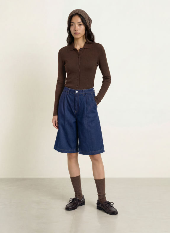 Marc O'Polo DENIM Hemdbluse aus Jersey BRAUN