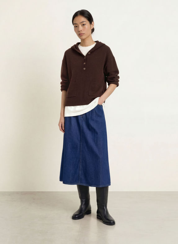 Marc O'Polo DENIM Strickhoodie DUNKELROT