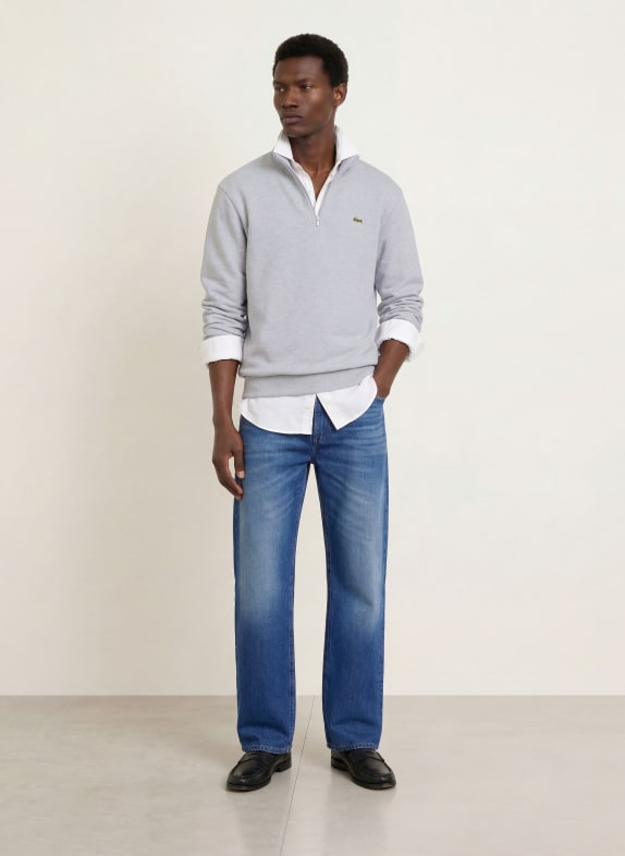 LACOSTE Sweater met halve rits LICHTGRIJS