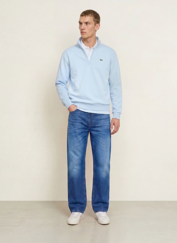 LACOSTE Sweater met halve rits LICHTBLAUW