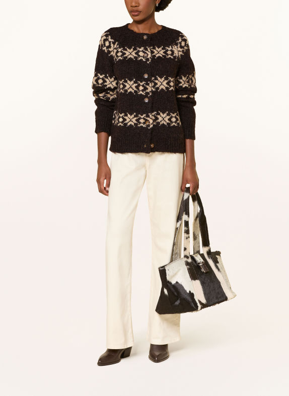 lollys laundry PADOVALL Cardigan DARK BROWN / BEIGE
