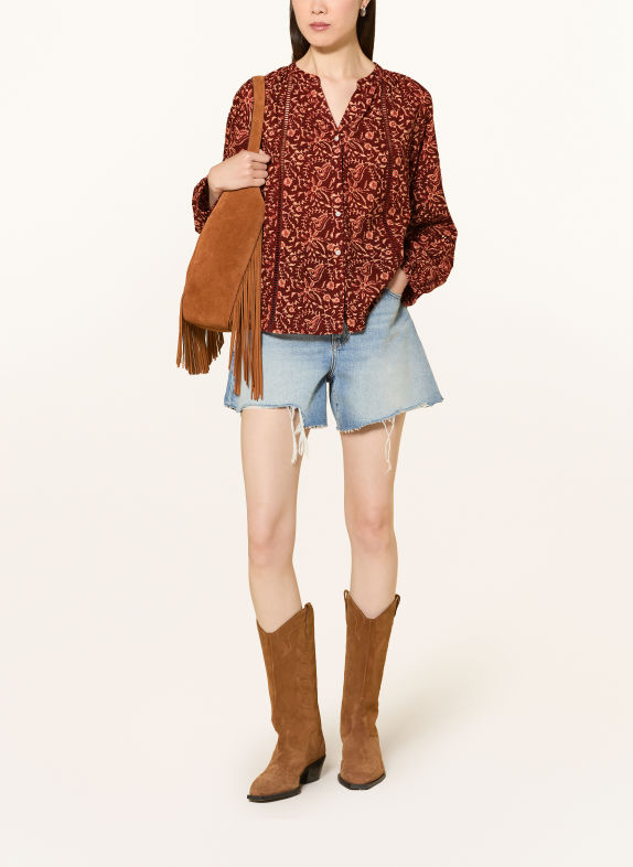 lollys laundry Bluse VEROLL DUNKELROT / BEIGE