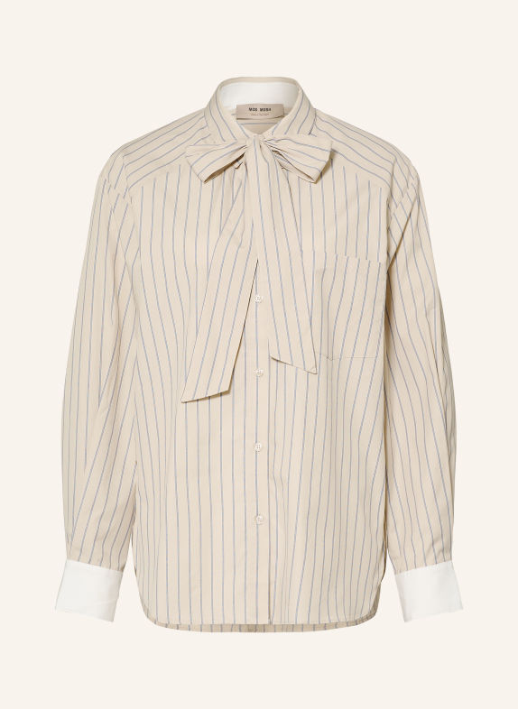 MOS MOSH MMKEEVA shirt blouse with detachable bow tie BEIGE / BLUE / WHITE