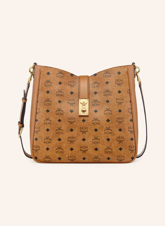 MCM TRACY VISETOS LARGE Crossbody Bag COGNAC / GOLD / BLACK