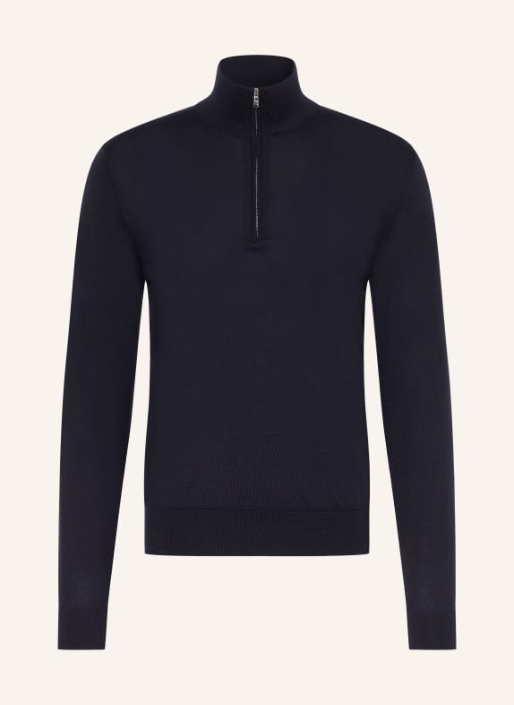 FIORONI Merino wool half-zip sweater DARK BLUE