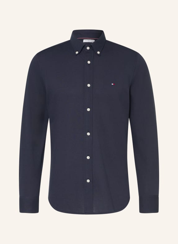 TOMMY HILFIGER Piqué-Hemd Slim Ft DUNKELBLAU