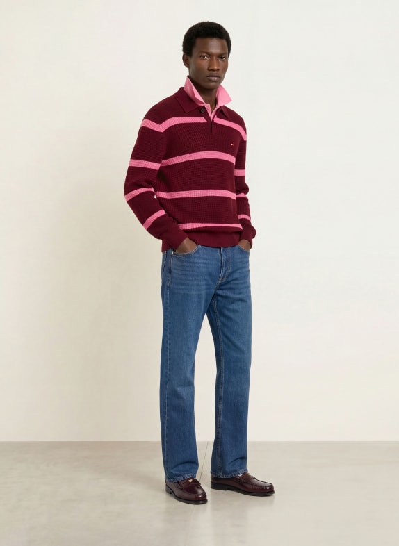 TOMMY HILFIGER Rugbyskjorta MÖRKRÖD / ROSA