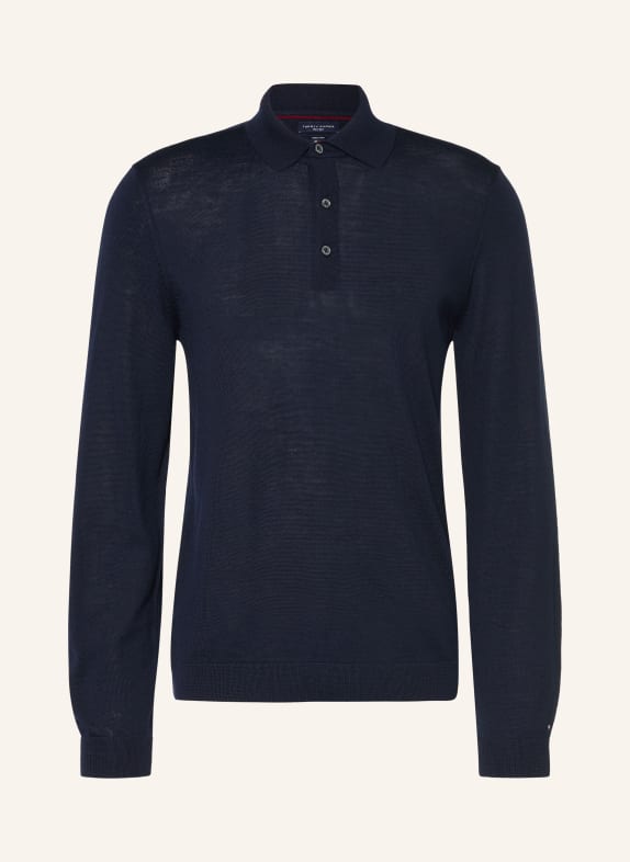TOMMY HILFIGER Strick-Poloshirt DUNKELBLAU