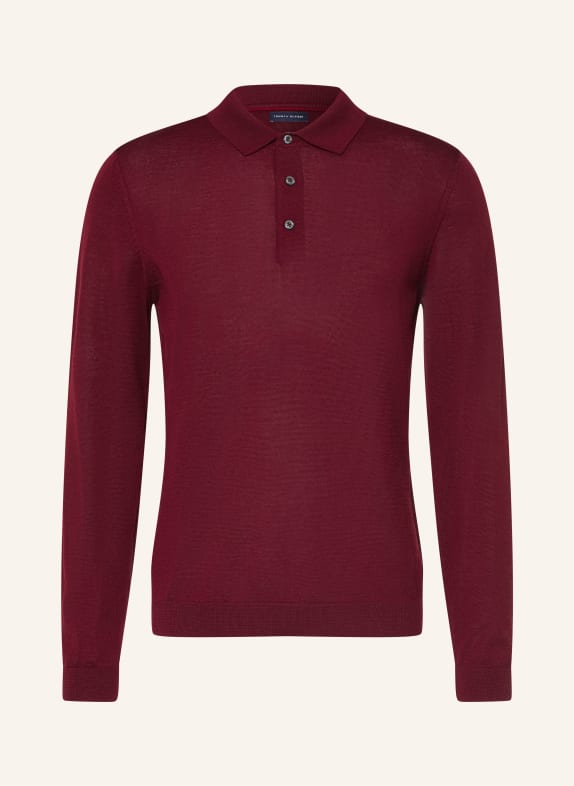 TOMMY HILFIGER Strick-Poloshirt DUNKELROT