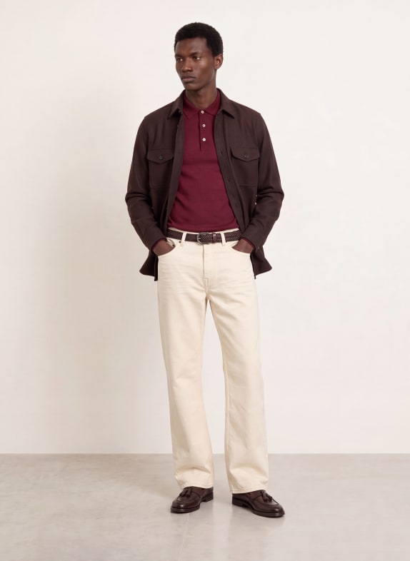 TOMMY HILFIGER Stickad pikétröja MÖRKRÖD