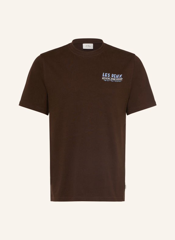 LES DEUX T-Shirt DUNKELBRAUN / LACHS / HELLBLAU