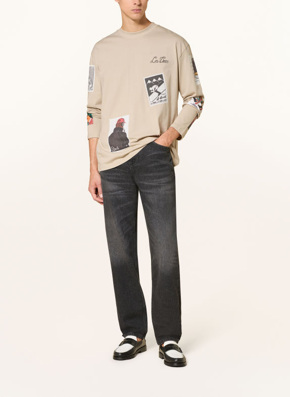 LES DEUX Longsleeve STAMP BEIGE / ROOD / GROEN