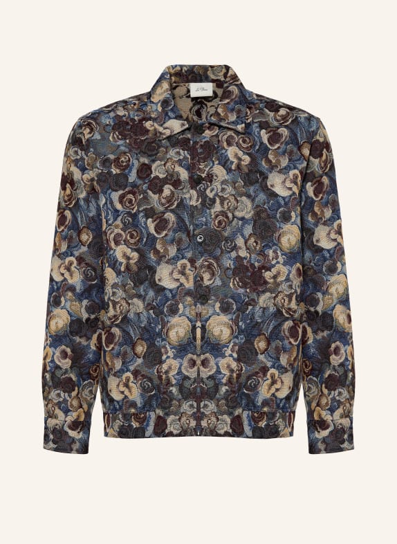 LES DEUX Žakárový Overshirt MODRÁ / BÉŽOVÁ / TMAVĚ ČERVENÁ