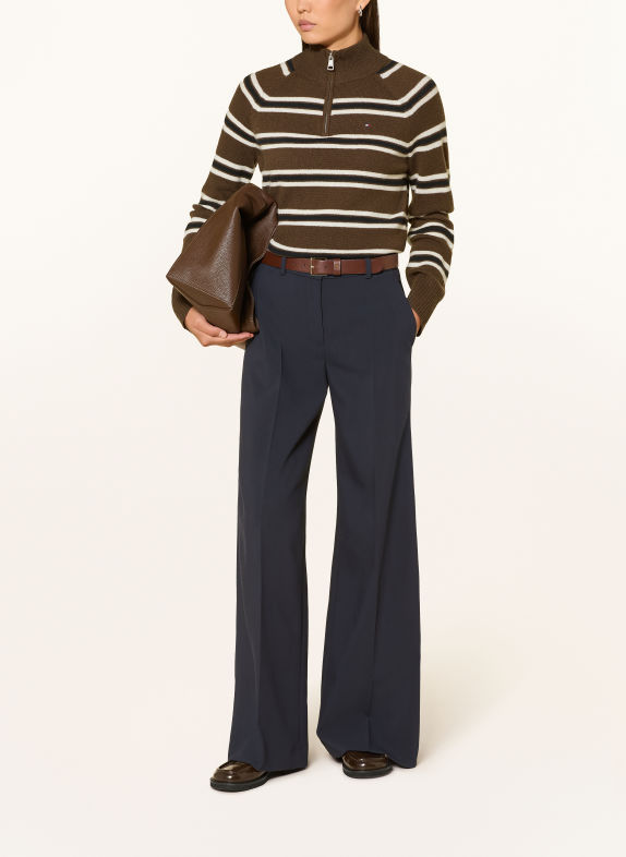 TOMMY HILFIGER Troyer DUNKELBRAUN / WEISS / SCHWARZ