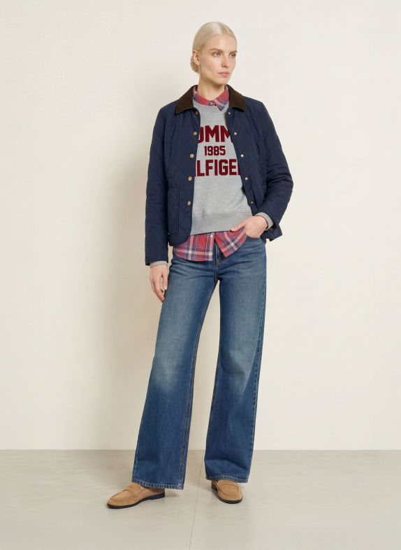 TOMMY HILFIGER Sweatshirt GRIS / ROUGE FONCÉ