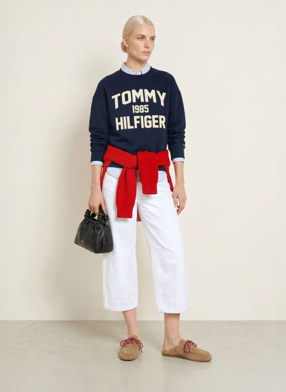 TOMMY HILFIGER Sweatshirt DUNKELBLAU / HELLGELB