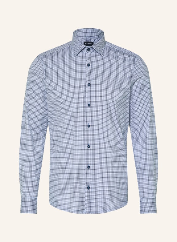 OLYMP Chemise en jersey 24/Seven, coupe ajustée pour le Body BLANC / BLEU CLAIR / BLEU FONCÉ