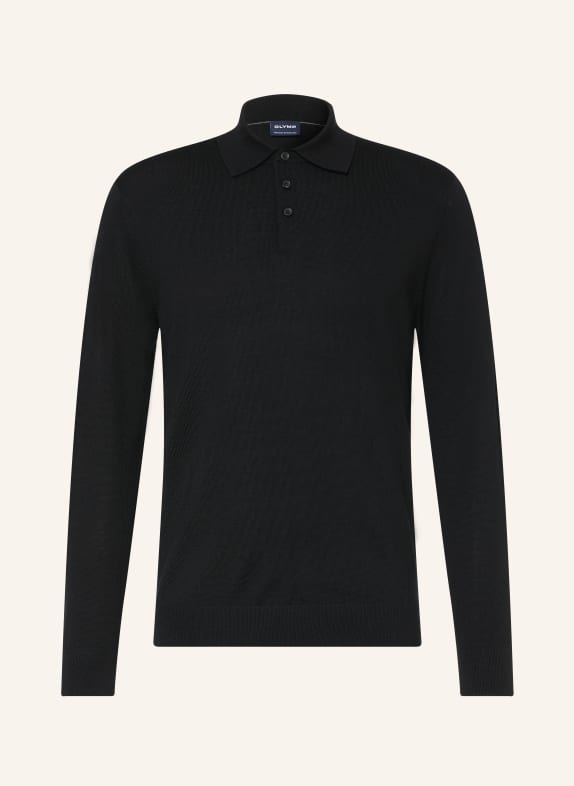 OLYMP Strick-Poloshirt SCHWARZ