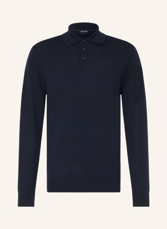 OLYMP Strick-Poloshirt DUNKELBLAU