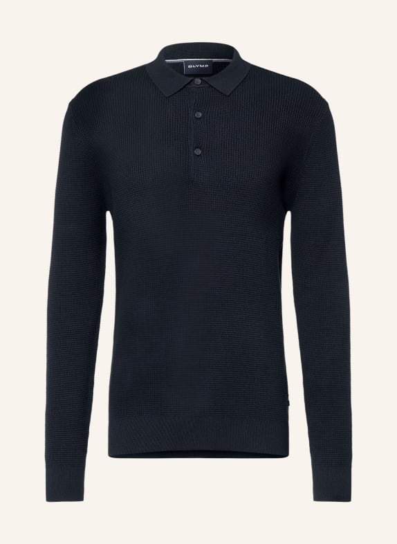 OLYMP Gebreid poloshirt DONKERBLAUW