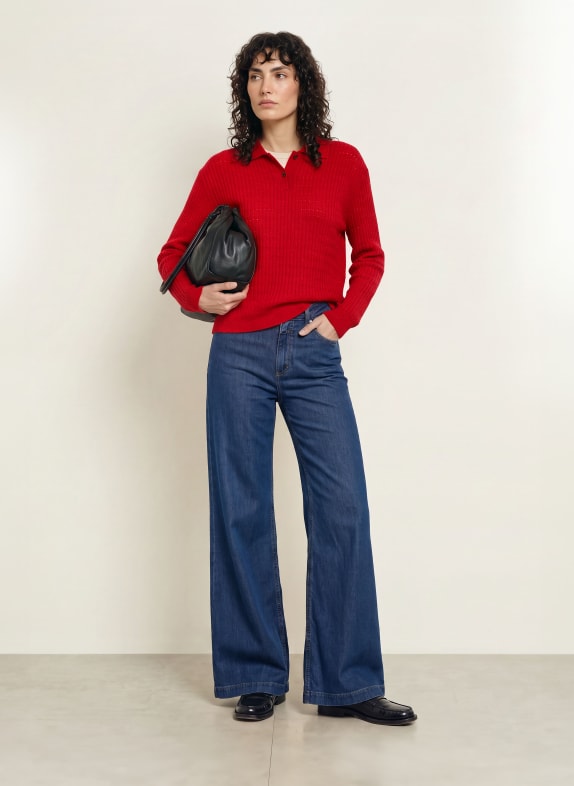 CLOSED Gebreid poloshirt ROOD