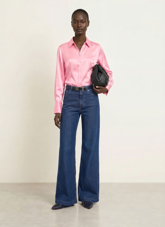 CLOSED Satijnen overhemdblouse ROZE