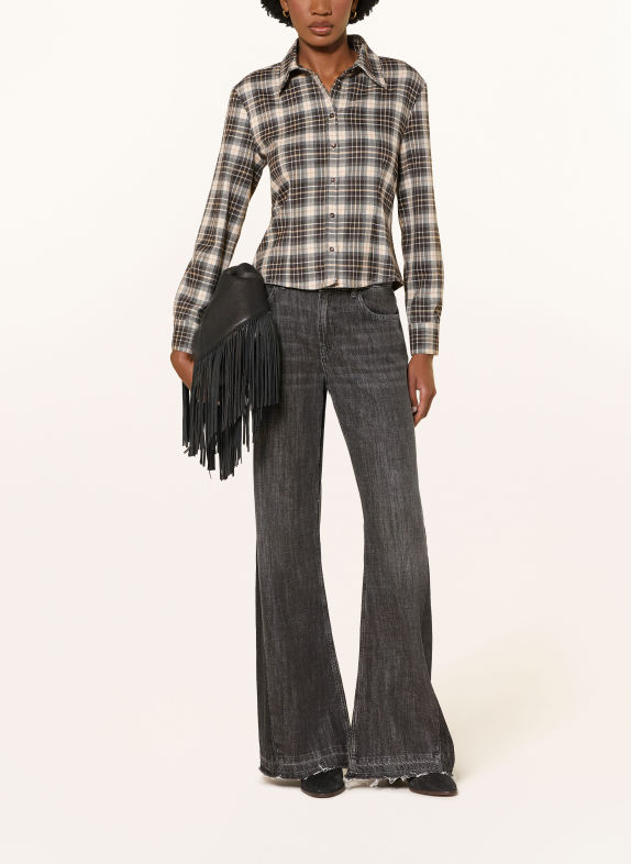 MRS & HUGS Flanel shirt blouse ECRU / BEIGE / BLACK