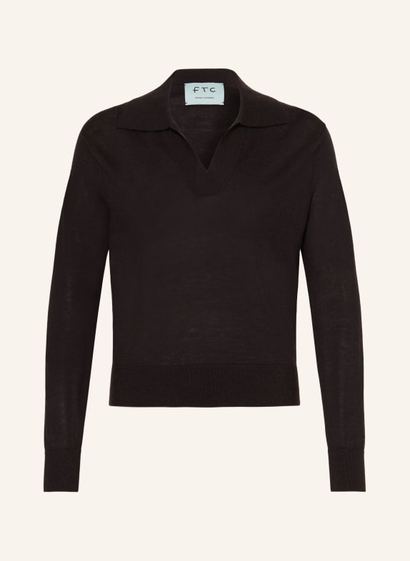 FTC CASHMERE Koszulka polo z dzianiny z kaszmirem CZARNY