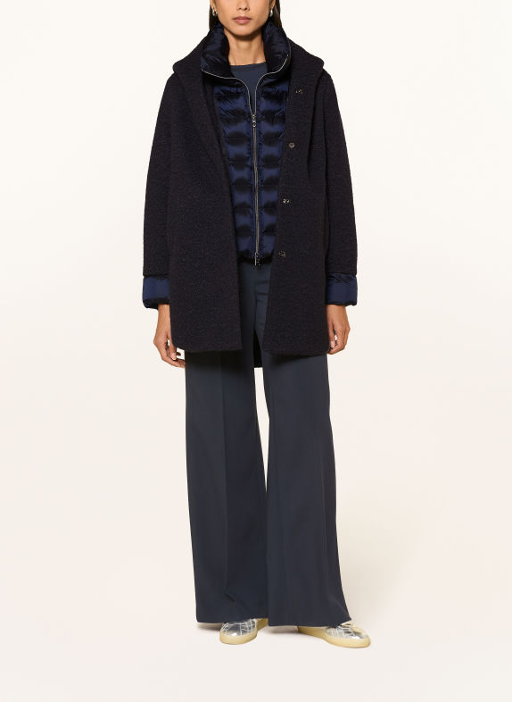 MILESTONE MSSUSANNA Bouclé Coat with Removable Trim DARK BLUE