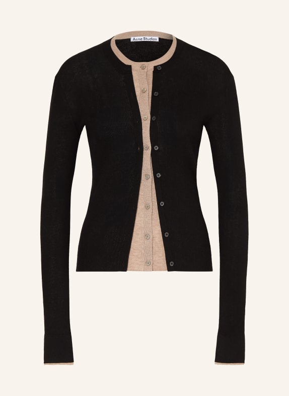 Acne Studios Cardigan with silk BLACK / TAUPE
