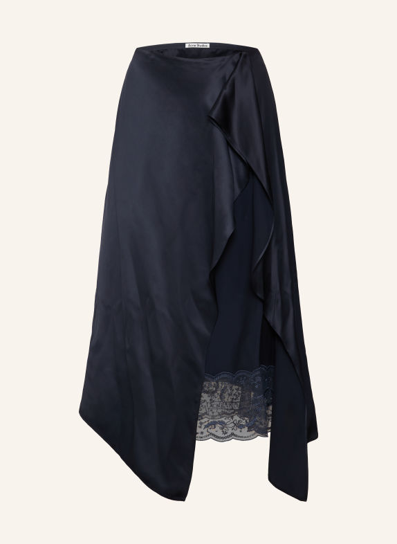 Acne Studios Wrap-style satin skirt with lace DARK BLUE