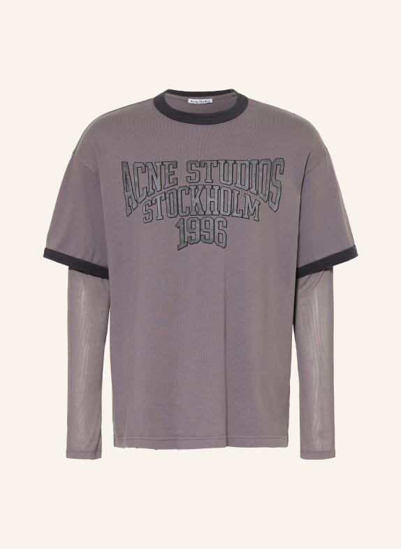 Acne Studios Tričko s dlouhým rukávem TMAVĚ ŠEDÁ / ČERNÁ