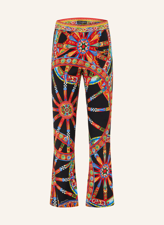 DOLCE & GABBANA 7/8-Hose mit Seide SCHWARZ / ROT / BLAU