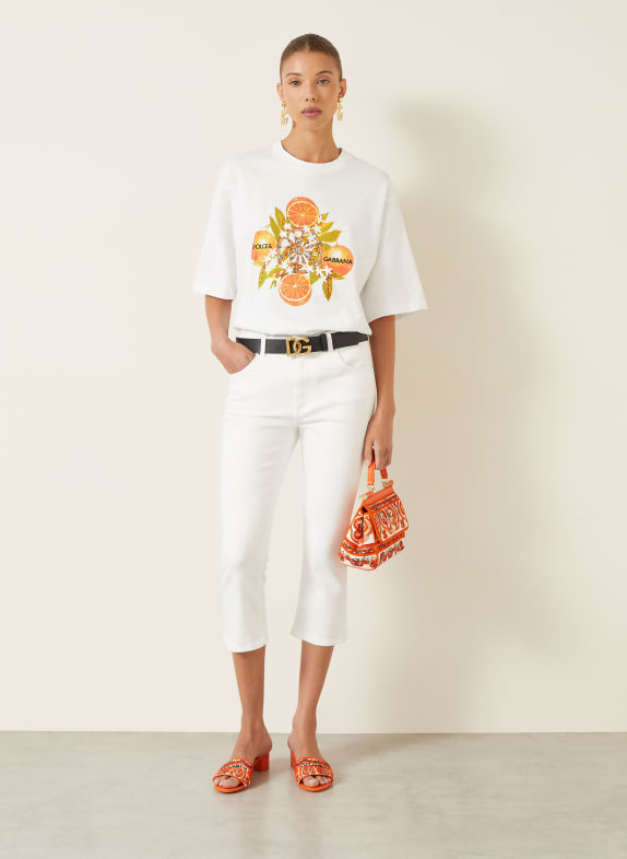 DOLCE & GABBANA Oversized-shirt WIT / ORANJE / GROEN