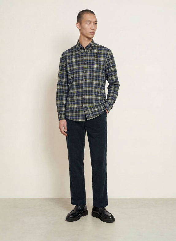 FYNCH-HATTON Hemd Regular Fit DUNKELBLAU / CREME / HELLGRÜN