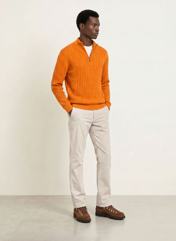 FYNCH-HATTON Half-zip sweater ORANGE